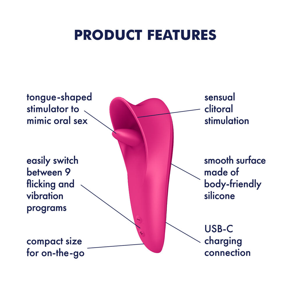 Satisfyer Tongue Master - Pink 14.4 cm USB Rechargeable Flicking Clitoral Stimulator